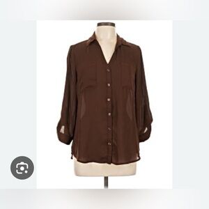 Bwear sheer, brown Button-Down Shirt, size small